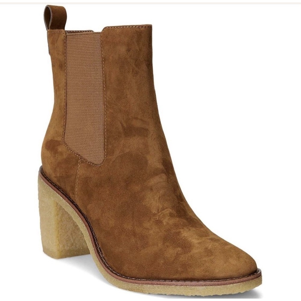 Ralph Lauren Marianna Bootie - Water Repellant Suede Brown Size 8